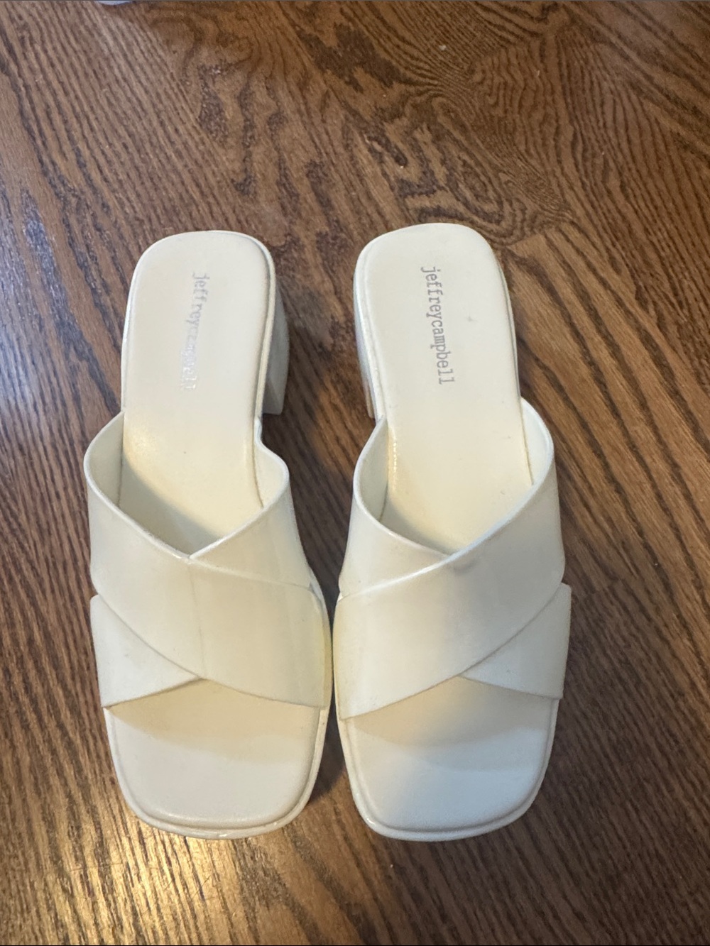 Jeffrey Campbell Bubblegum Jelly Block Sandals in White - Size 8
